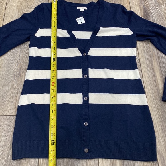 NWT GAP Navy Off White Striped Wool Blend Cardigan Sz SMALL - Picture 7 of 10
